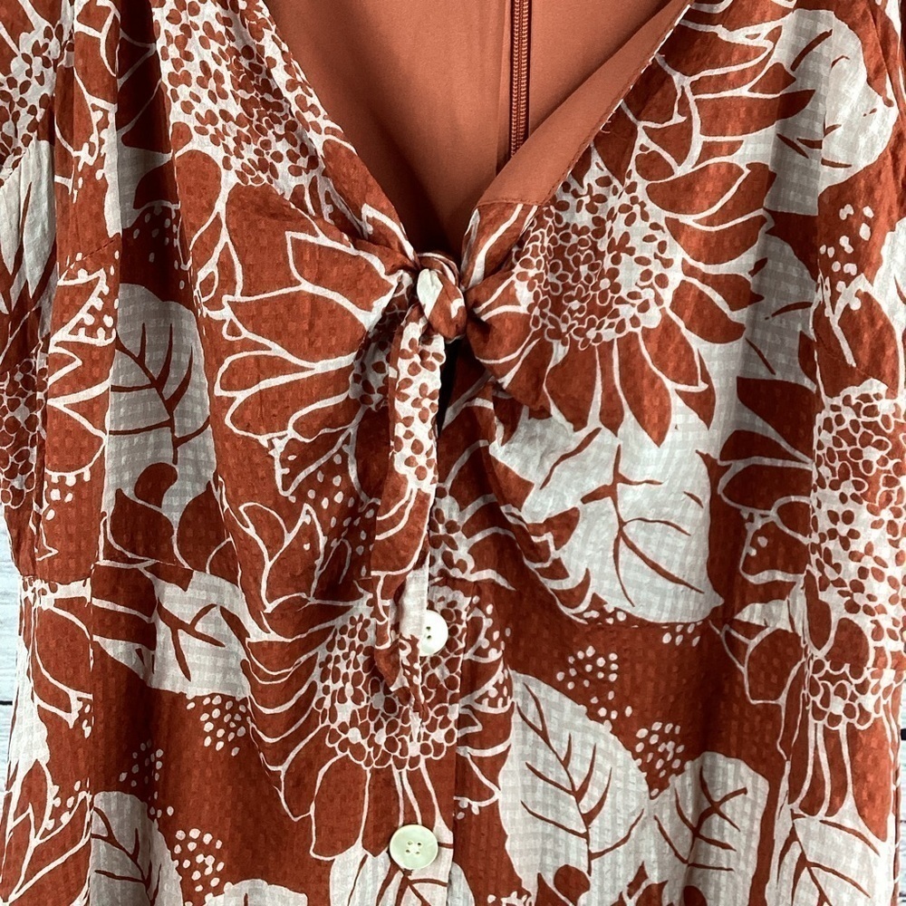 MADEWELL SIZE 2 MINI DRESS SILK TIE FRONT FALL SUNFLOWER‎ GUC - Picture 7 of 15